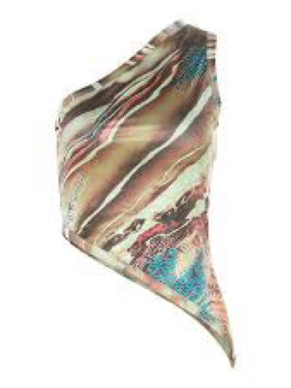 Asymmetrical One-Shoulder Swim Top in Marbled Aqua & Peach